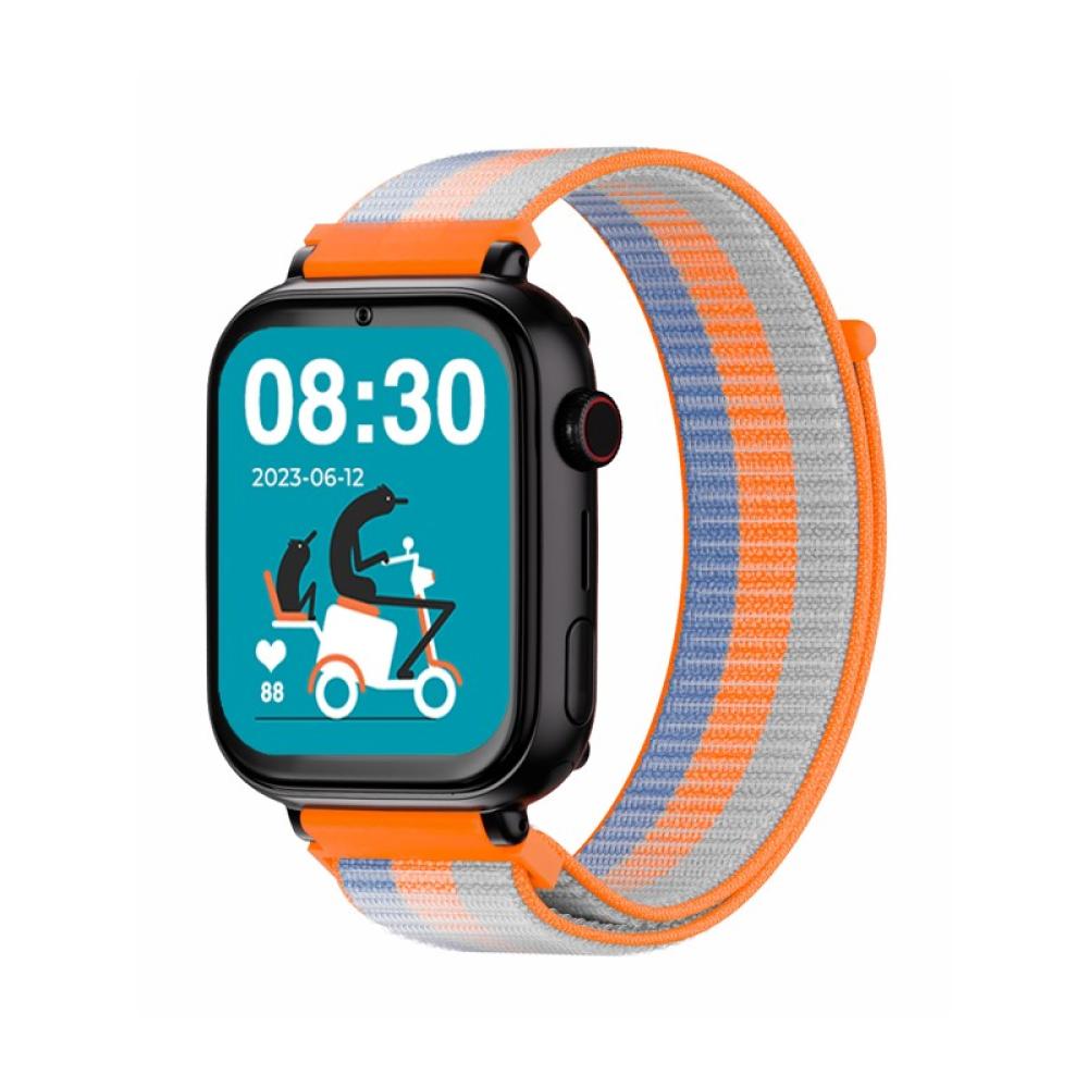 SaveFamily - Correa Recambio Tela Rayas Naranja Compatible con los modelos SaveWatch + Senior Enjoy Superior