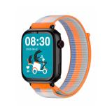 SaveFamily - Correa Recambio Tela Rayas Naranja Compatible con los modelos SaveWatch + Senior Enjoy Superior