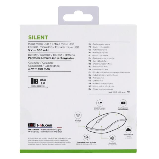 T''nB - RUBBY ratón Oficina Ambidextro RF inalámbrico 1600 DPI