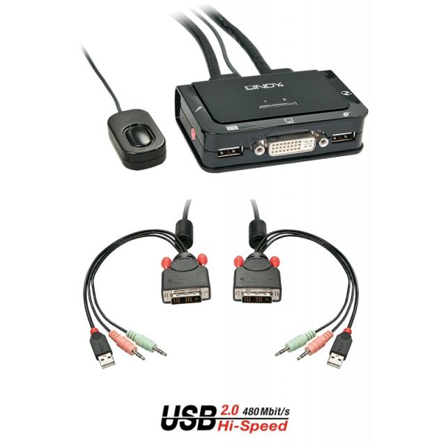 Lindy - 42341 interruptor KVM Negro