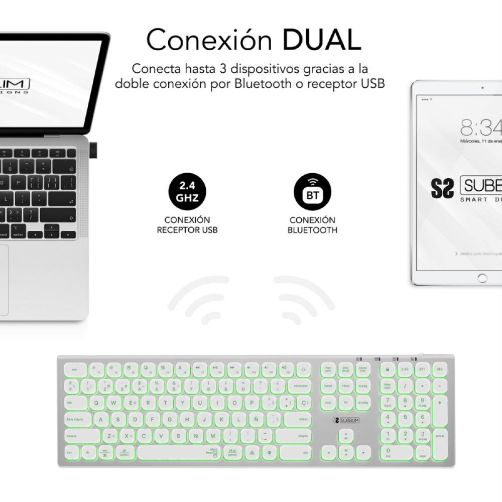 SUBBLIM - Teclado Bluetooth/2.4G Master iluminado Ext P/B