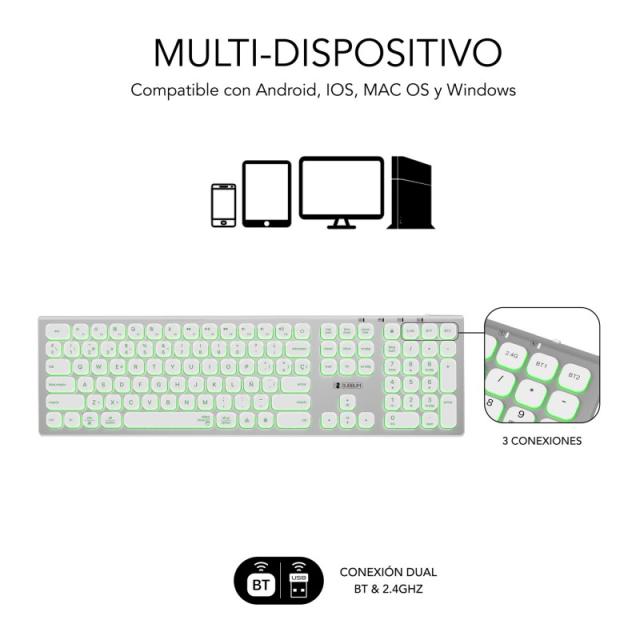 SUBBLIM - Teclado Bluetooth/2.4G Master iluminado Ext P/B