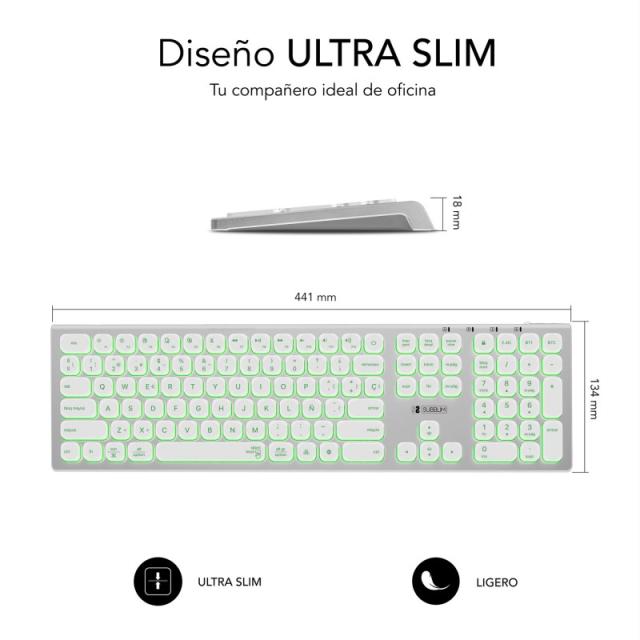 SUBBLIM - Teclado Bluetooth/2.4G Master iluminado Ext P/B