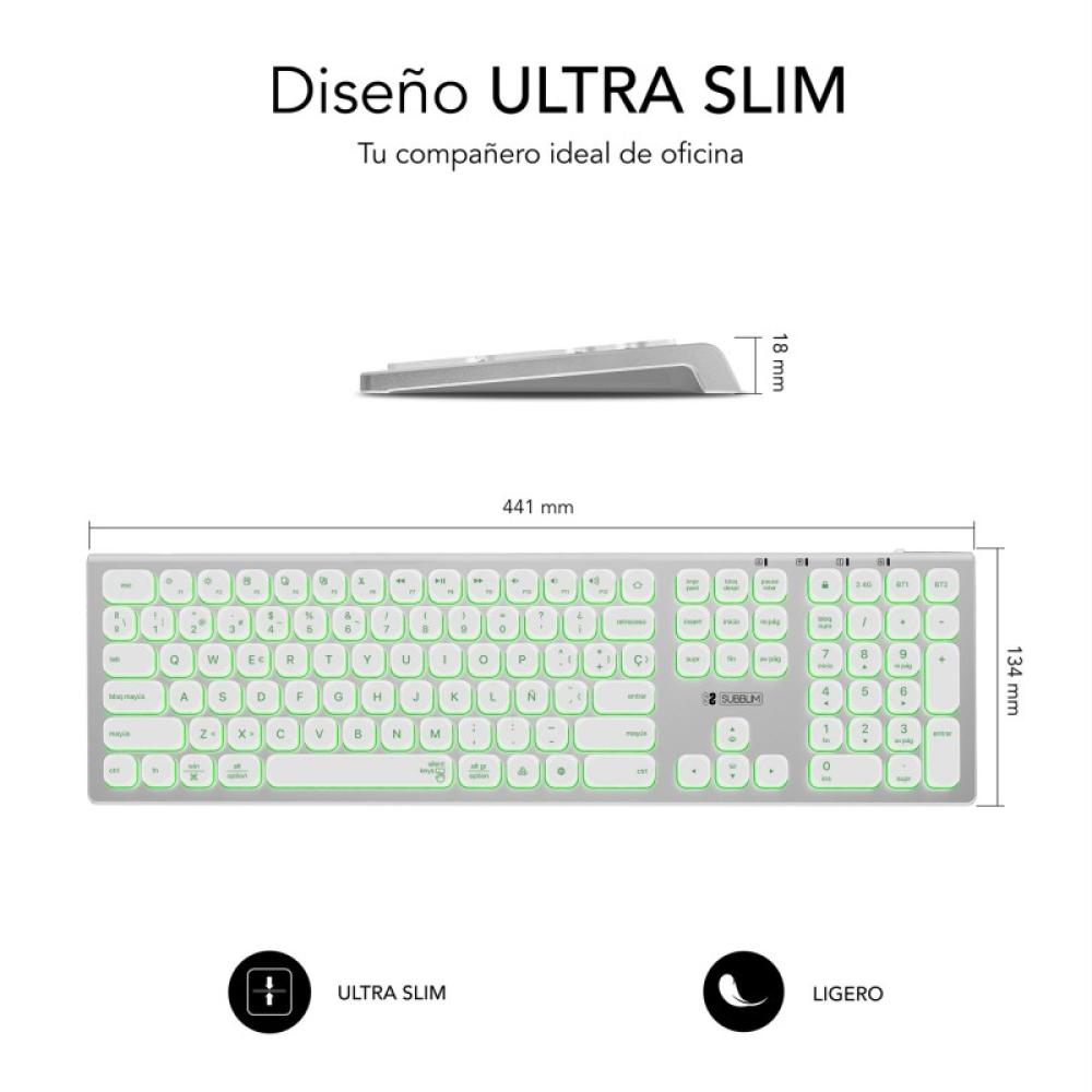 SUBBLIM - Teclado Bluetooth/2.4G Master iluminado Ext P/B