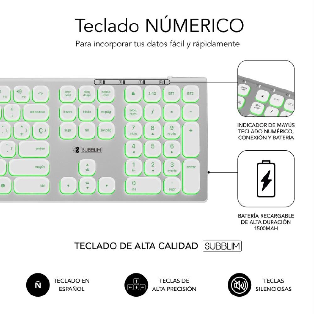 SUBBLIM - Teclado Bluetooth/2.4G Master iluminado Ext P/B