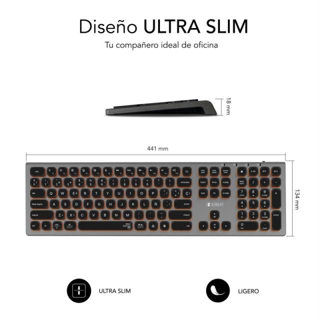 SUBBLIM - Teclado Bluetooth/2.4G Master iluminado Ext G/N