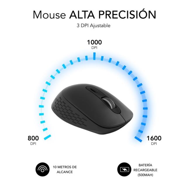 SUBBLIM - Ratón CURVE ERGO DUAL MOUSE BATTERY BLACK - SUBMO-EDCUR01