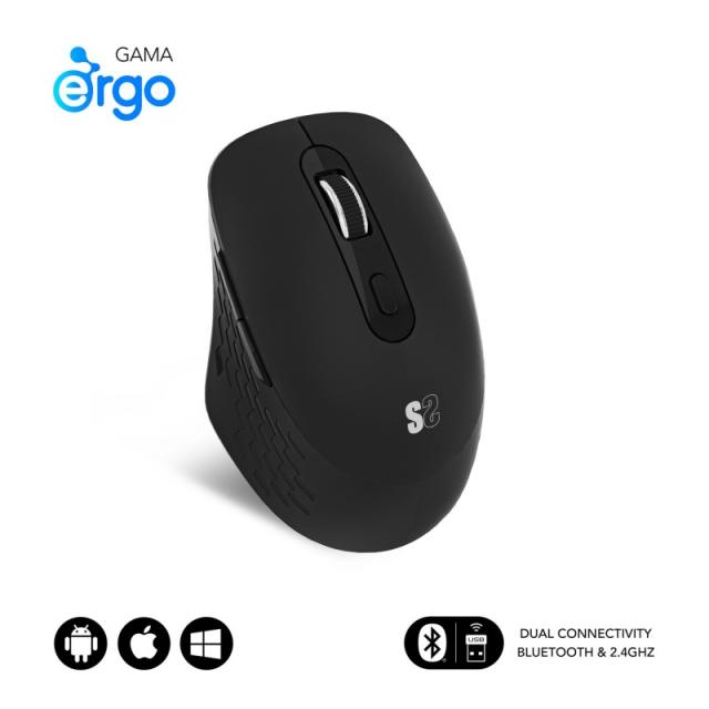 SUBBLIM - Ratón CURVE ERGO DUAL MOUSE BATTERY BLACK - SUBMO-EDCUR01