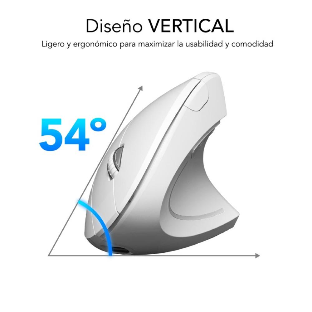 SUBBLIM - Ratón GLIDE VERTICAL ERGO DUAL MOUSE BATTERY WHITE