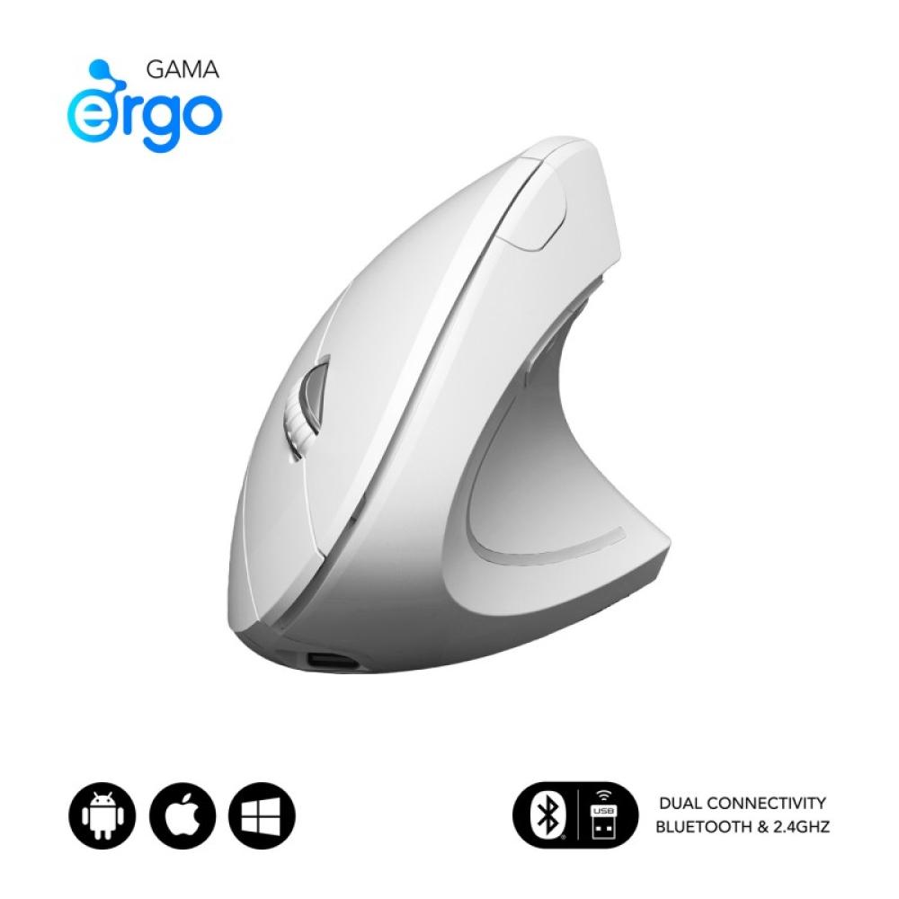 SUBBLIM - Ratón GLIDE VERTICAL ERGO DUAL MOUSE BATTERY WHITE