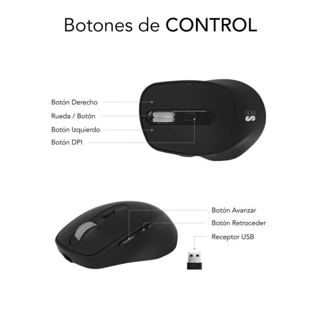 SUBBLIM - Ratón CURVE ERGO DUAL MOUSE BATTERY BLACK - SUBMO-EDCON01