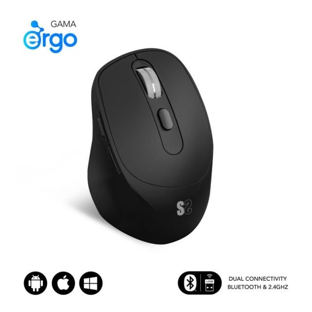 SUBBLIM - Ratón CURVE ERGO DUAL MOUSE BATTERY BLACK - SUBMO-EDCON01