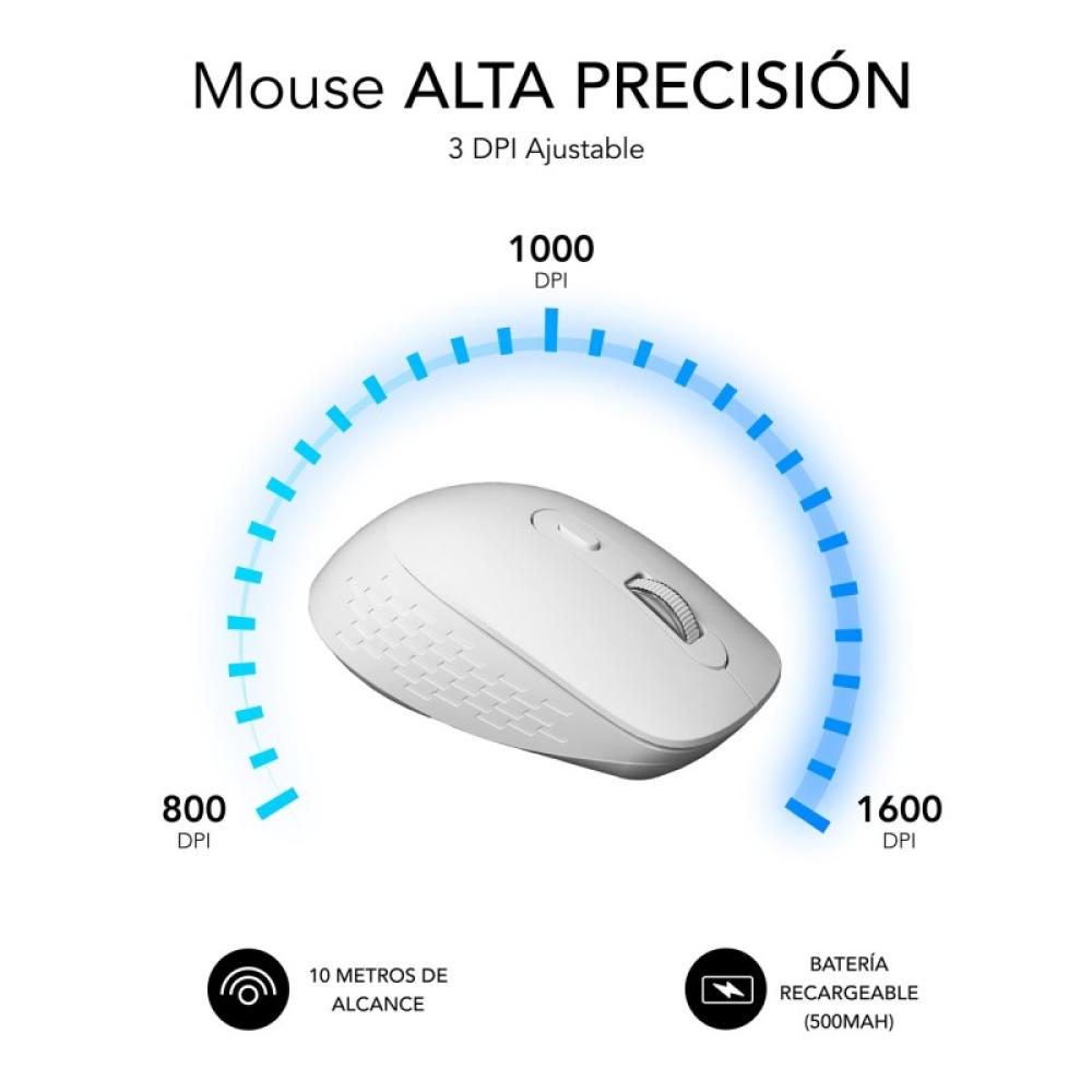 SUBBLIM - Ratón CURVE ERGO DUAL MOUSE BATTERY WHITE