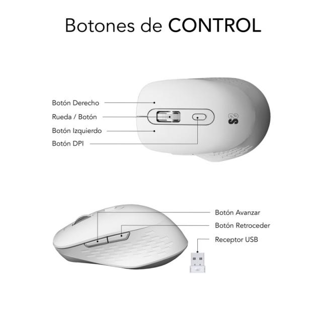 SUBBLIM - Ratón CURVE ERGO DUAL MOUSE BATTERY WHITE