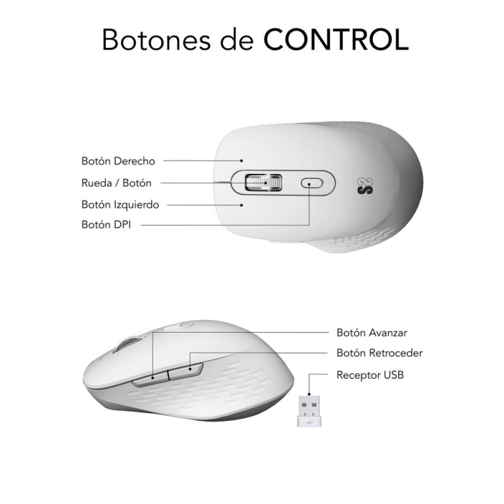 SUBBLIM - Ratón CURVE ERGO DUAL MOUSE BATTERY WHITE