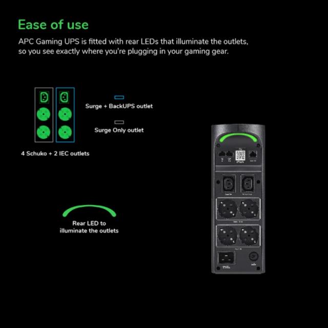 APC - Back-UPS Pro BGM2200B-GR - 2200VA/1320W, 4 salidas Schuko y 2 salidas C13, 3 cargadores USB, puerto de datos USB