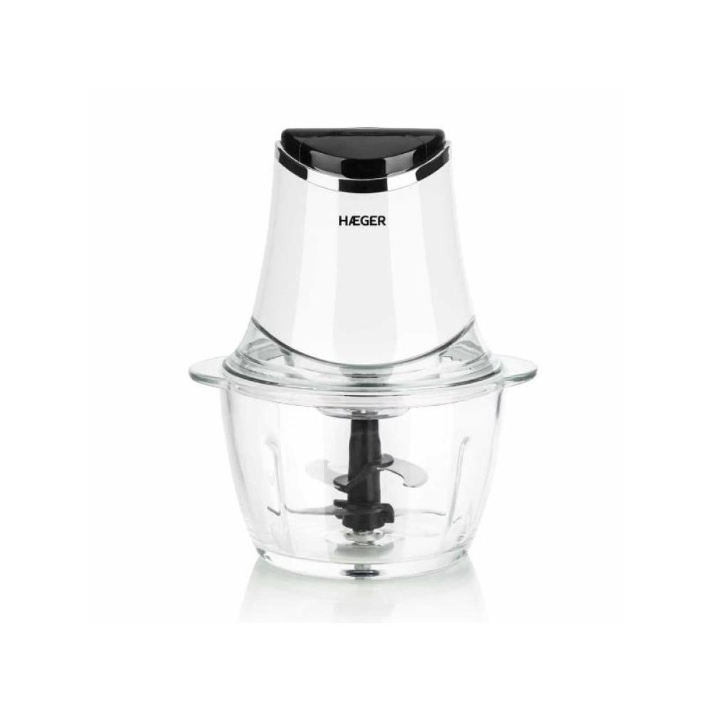 Haeger - CH-30W.007A picadora eléctrica de alimentos 1,2 L 300 W Negro, Transparente, Blanco