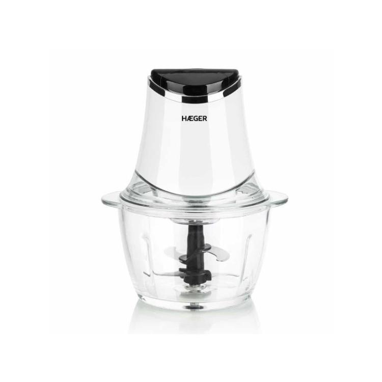 Haeger - CH-30W.007A picadora eléctrica de alimentos 1,2 L 300 W Negro, Transparente, Blanco