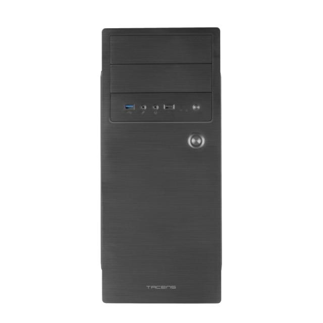 Tacens - 2INITIOX, Caja PC Semitorre ATX, Ventilador Lateral 12cm, Frontal Aluminio Pulido, Acero, Negro