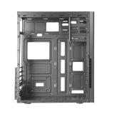 Tacens - 2INITIOX, Caja PC Semitorre ATX, Ventilador Lateral 12cm, Frontal Aluminio Pulido, Acero, Negro