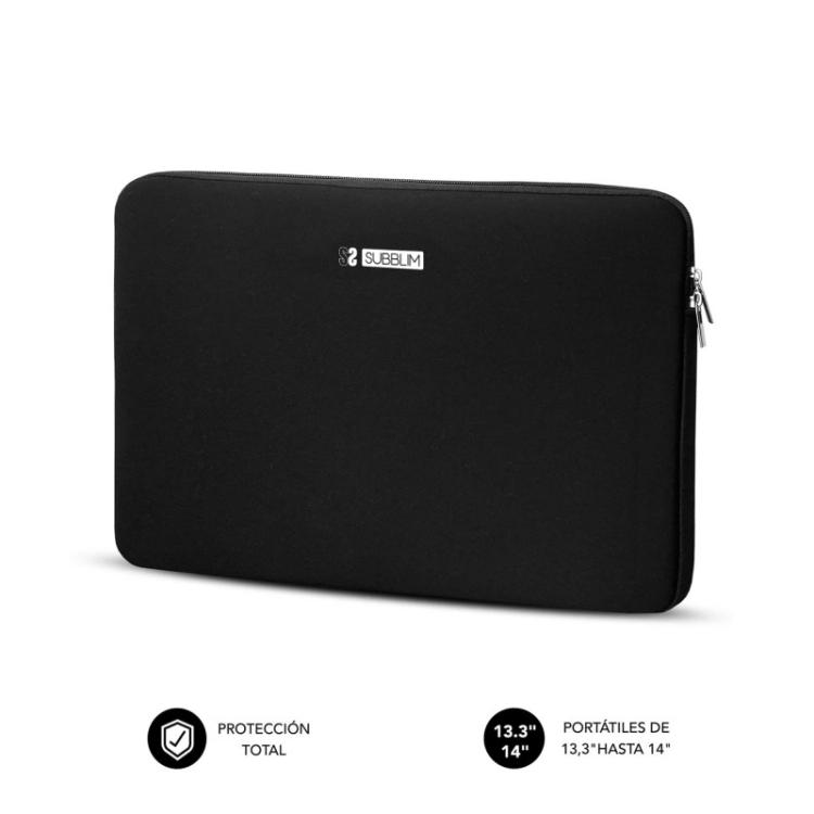 SUBBLIM - Funda Ordenador Business Laptop Sleeve Neoprene 13,3-14" Black