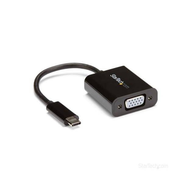 StarTech.com - Adaptador USB C a VGA - Negro - 1080p - Convertidor de Vídeo para su MacBook Pro - Dongle de Pantalla USB Tipo C