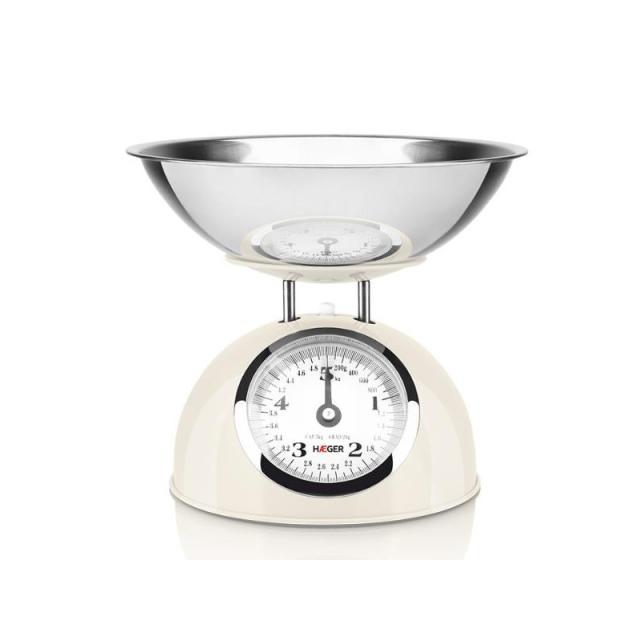 Haeger - KS-CME.009A báscula de cocina Crema de color, Acero inoxidable Encimera Alrededor Báscula de cocina mecánica