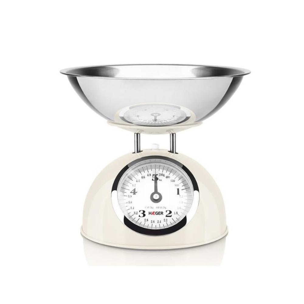 Haeger - KS-CME.009A báscula de cocina Crema de color, Acero inoxidable Encimera Alrededor Báscula de cocina mecánica