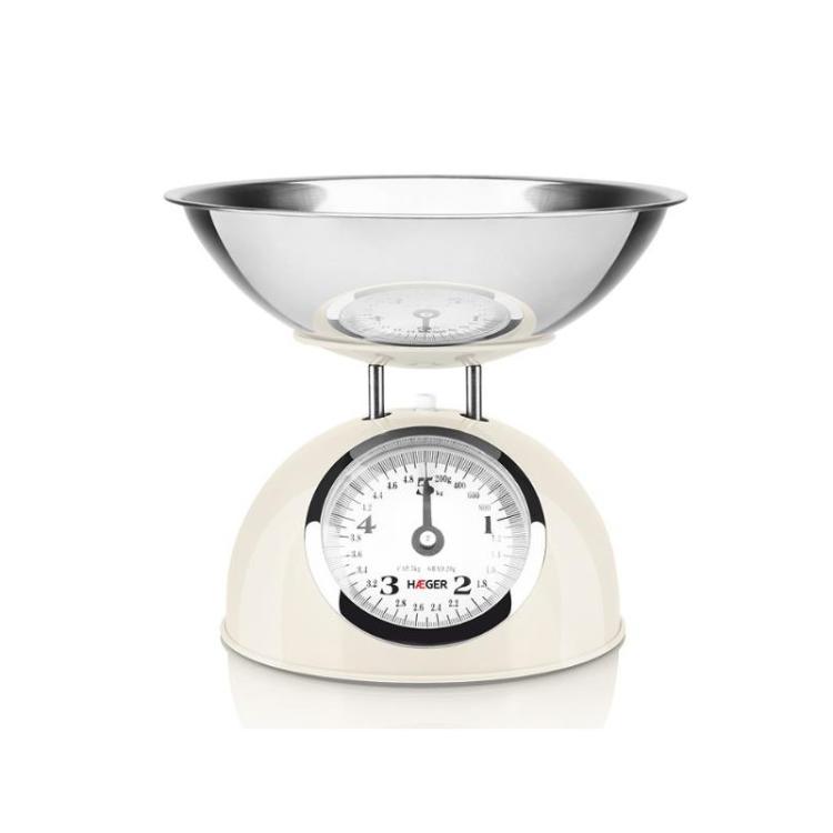 Haeger - KS-CME.009A báscula de cocina Crema de color, Acero inoxidable Encimera Alrededor Báscula de cocina mecánica