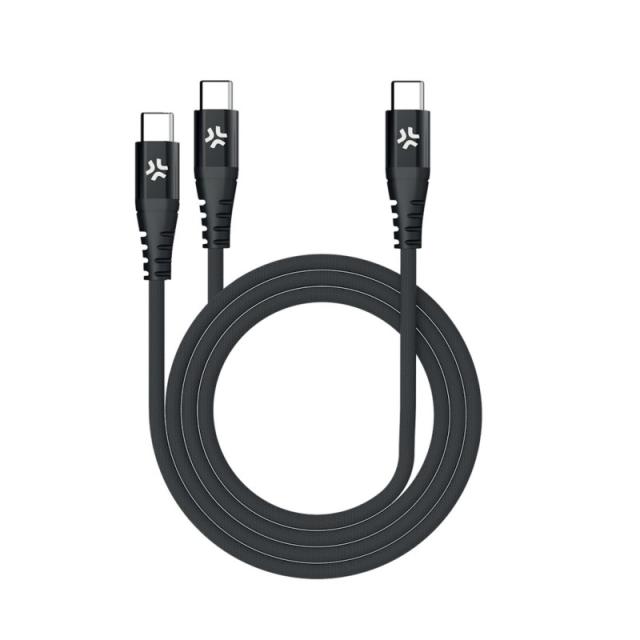 Celly - CABLE USBC A 2USBC BK