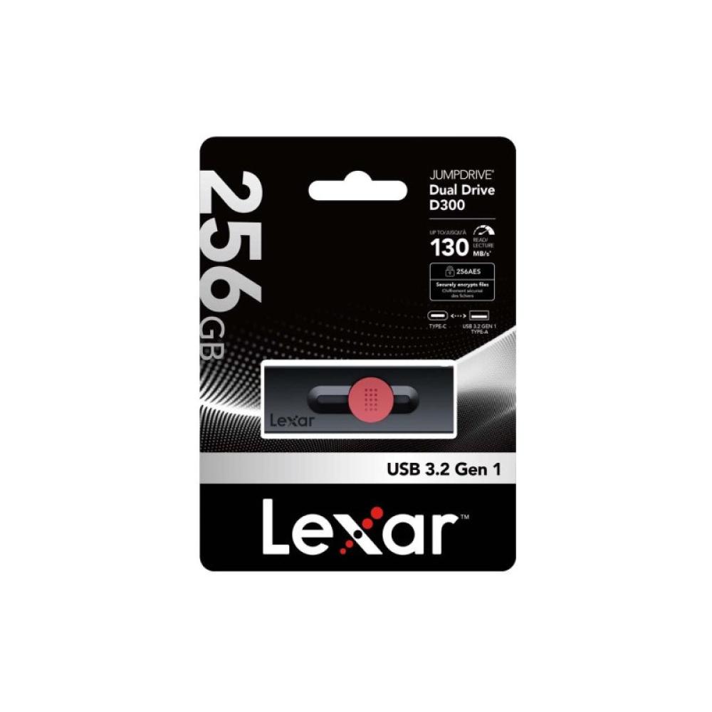 Lexar - JumpDrive Dual Drive D300 unidad flash USB 256 GB USB Type-A / USB Type-C 3.2 Gen 1 (3.1 Gen 1) Negro
