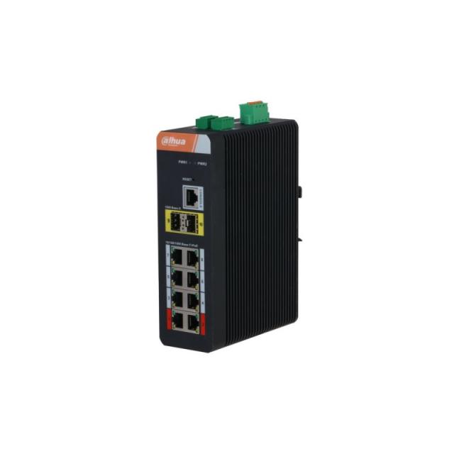 Imou - (DH-IS4210-8GT-120) DAHUA SWITCH INDUSTRIAL L2 GESTIONABLE POE 2.0 WATCHDOG 8 PUERTOS + 2 GIGABIT SFP