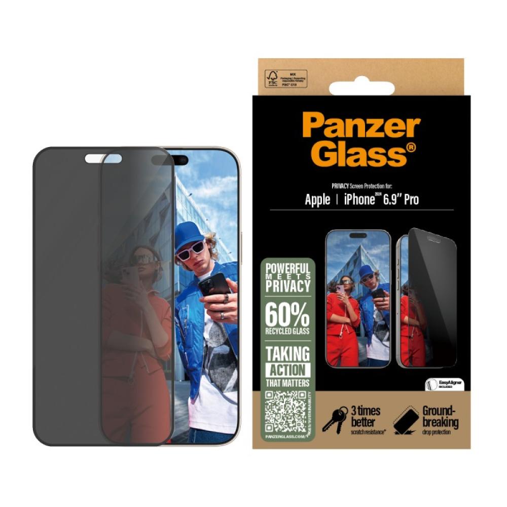 PanzerGlass - Privacy Screen Protector iPhone 16 Pro Max / Ultra-Wide Fit w. EasyAligner Protector de pantalla Apple 1 pieza(s)