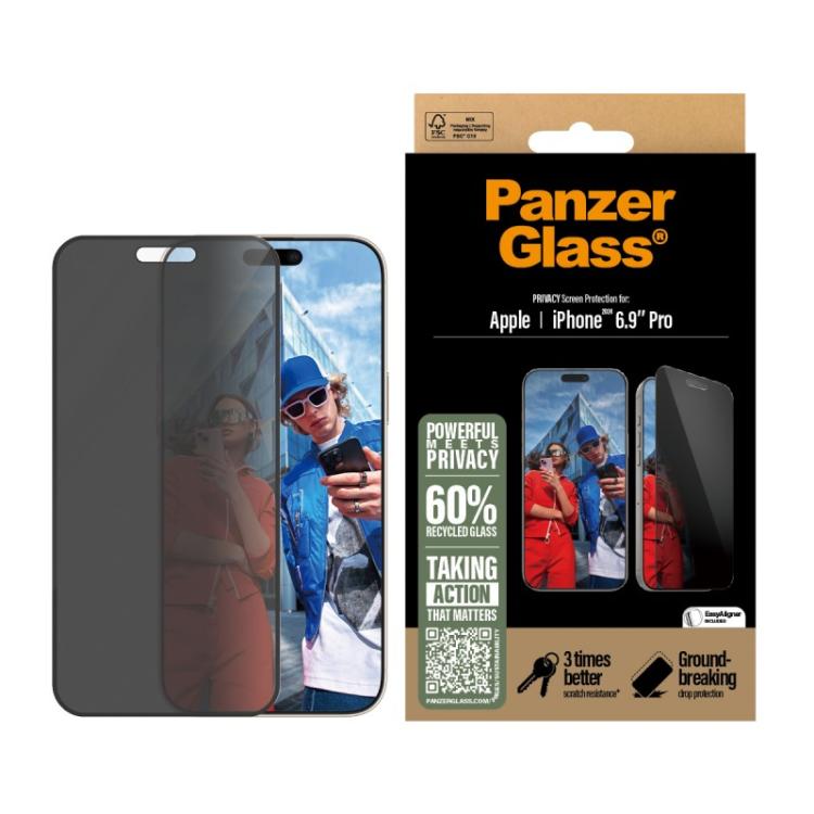 PanzerGlass - Privacy Screen Protector iPhone 16 Pro Max / Ultra-Wide Fit w. EasyAligner Protector de pantalla Apple 1 pieza(s)