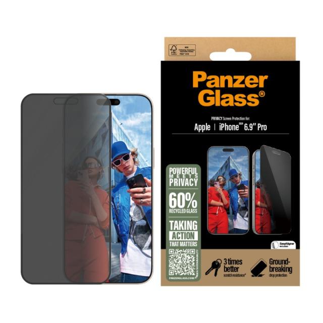 PanzerGlass - Privacy Screen Protector iPhone 16 Pro Max / Ultra-Wide Fit w. EasyAligner Protector de pantalla Apple 1 pieza(s)