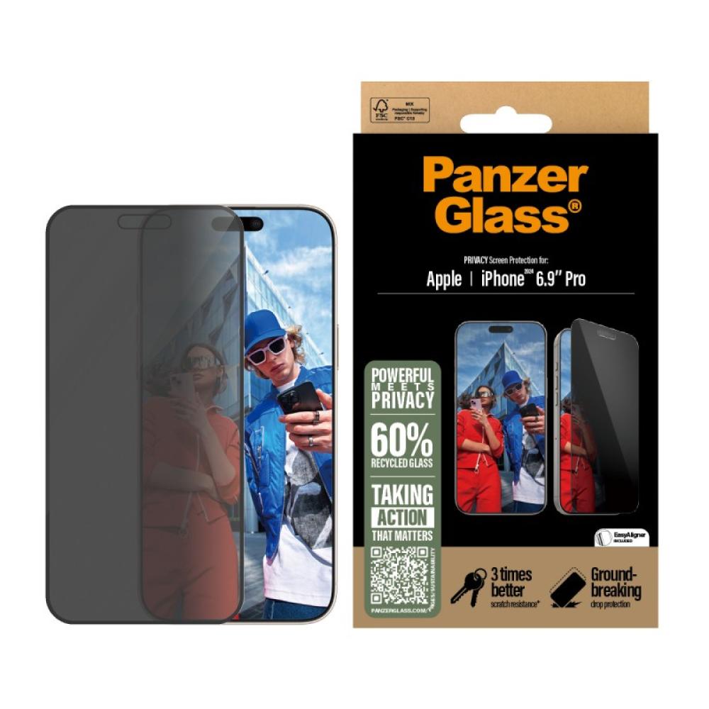 PanzerGlass - Privacy Screen Protector iPhone 16 Pro Max / Ultra-Wide Fit w. EasyAligner Protector de pantalla Apple 1 pieza(s)