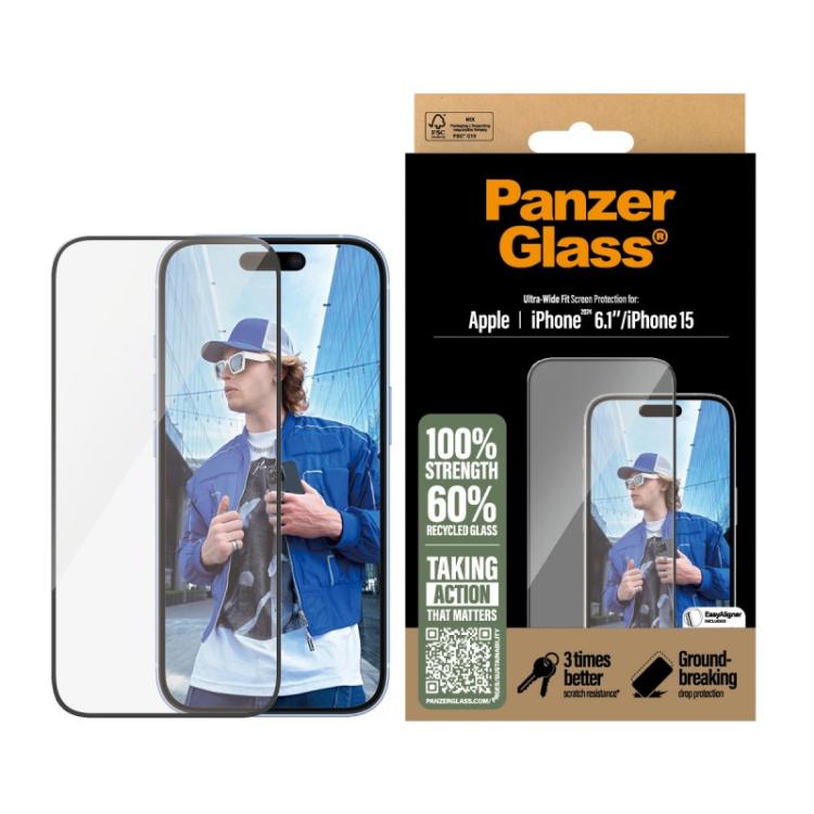 PanzerGlass - Screen Protector iPhone 16 / 15 / Ultra-Wide Fit Protector de pantalla Apple 1 pieza(s)