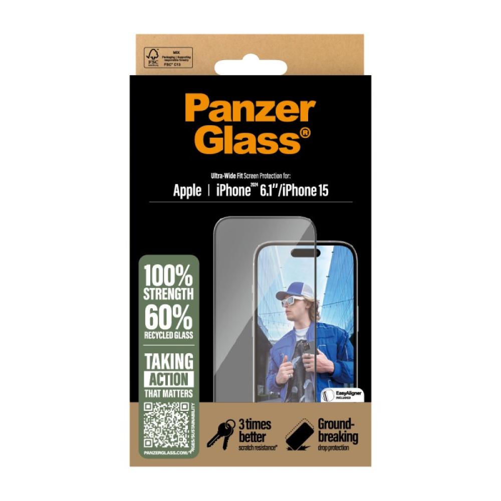 PanzerGlass - Screen Protector iPhone 16 / 15 / Ultra-Wide Fit Protector de pantalla Apple 1 pieza(s)