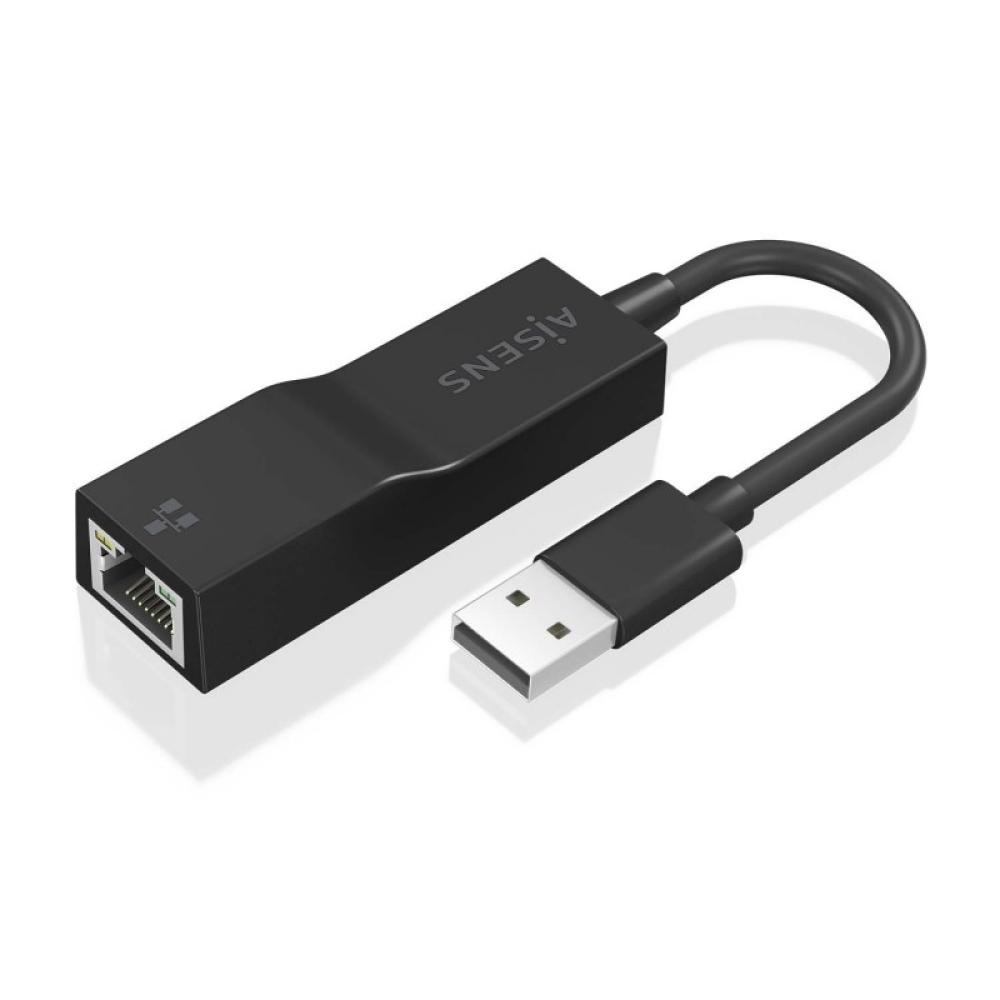 AISENS - Conversor USB 3.0 a Ethernet Gigabit 10/100/1000 Mbps, Negro, 15 cm