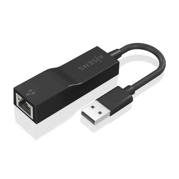 AISENS - Conversor USB 3.0 a Ethernet Gigabit 10/100/1000 Mbps, Negro, 15 cm