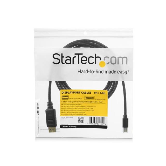 StarTech.com - Cable de 3m Mini DisplayPort a DisplayPort 1.2 - Cable Adaptador Mini DisplayPort a DisplayPort 4K x - MDP2DPMM10