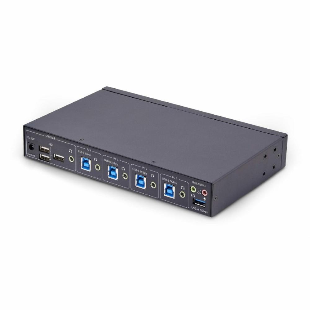 StarTech.com - Switch KM/USB 4 Puertos con Conmutación por Ratón - Conmutador KM USB 3.0 de Teclado y Ratón para 4 Ordenadores -