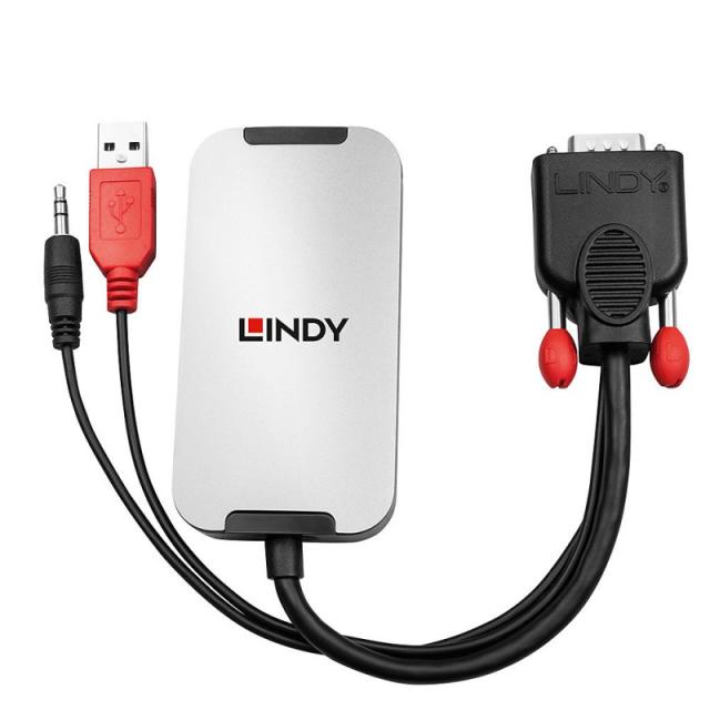 Lindy - 38296 adaptador de cable de vídeo Negro, Blanco
