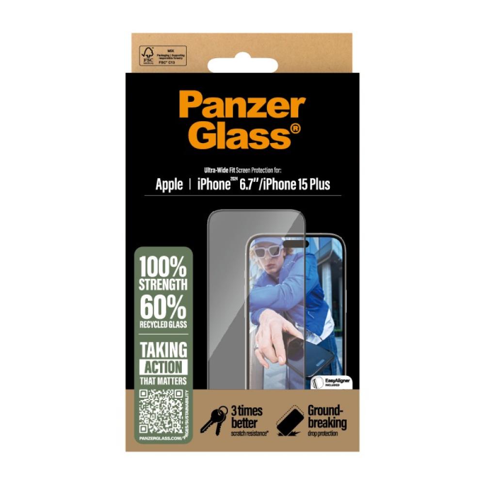 PanzerGlass - Screen Protector iPhone 16 Plus / 15 Plus / Ultra-Wide Fit Protector de pantalla Apple 1 pieza(s)