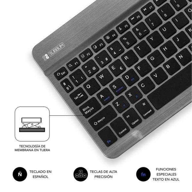 SUBBLIM - Teclado Bluetooth Smart BT Keyboard Grey