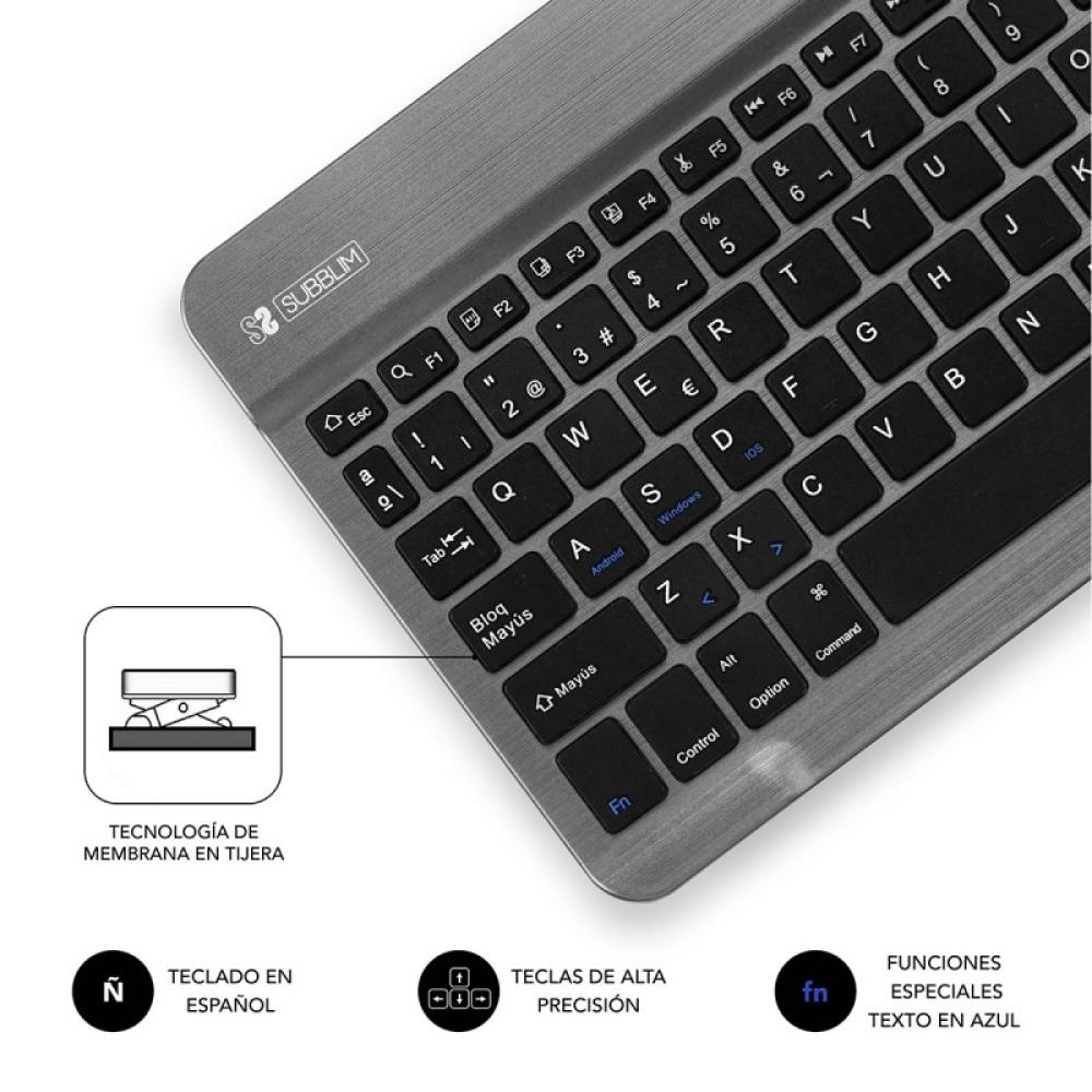 SUBBLIM - Teclado Bluetooth Smart BT Keyboard Grey