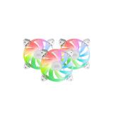 Mars Gaming - MF-3A, Kit 3x Ventiladores FDB Ultrasilenciosos 120mm, Iluminación ARGB Rainbow 360º Sin Marco, Ventialdor - MF3AW