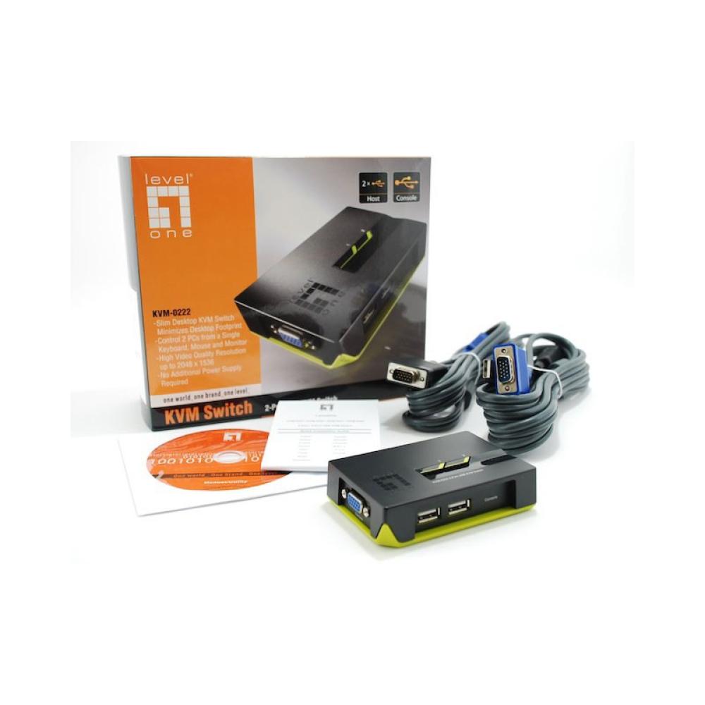LevelOne - Switch KVM de 2 puertos USB