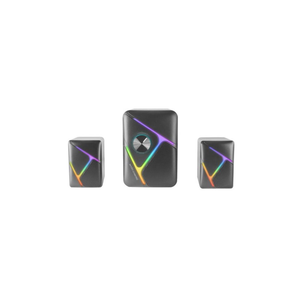 Mars Gaming - MS-H21, Altavoces Gaming RGB 2.1 y Subwoofer 35W, Sistema Drivers Invertidos 3D Surround, Altavoces Compac - MSH21