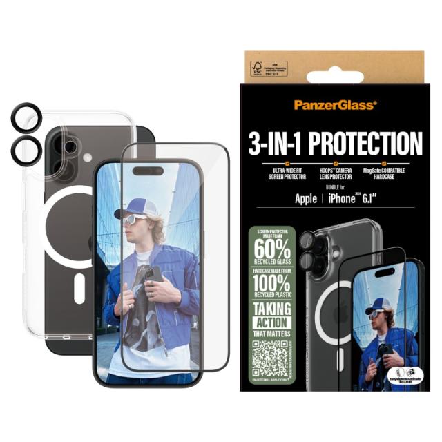 PanzerGlass - 3-in-1 Protection Bundle iPhone 16 Protector de pantalla Apple 1 pieza(s)